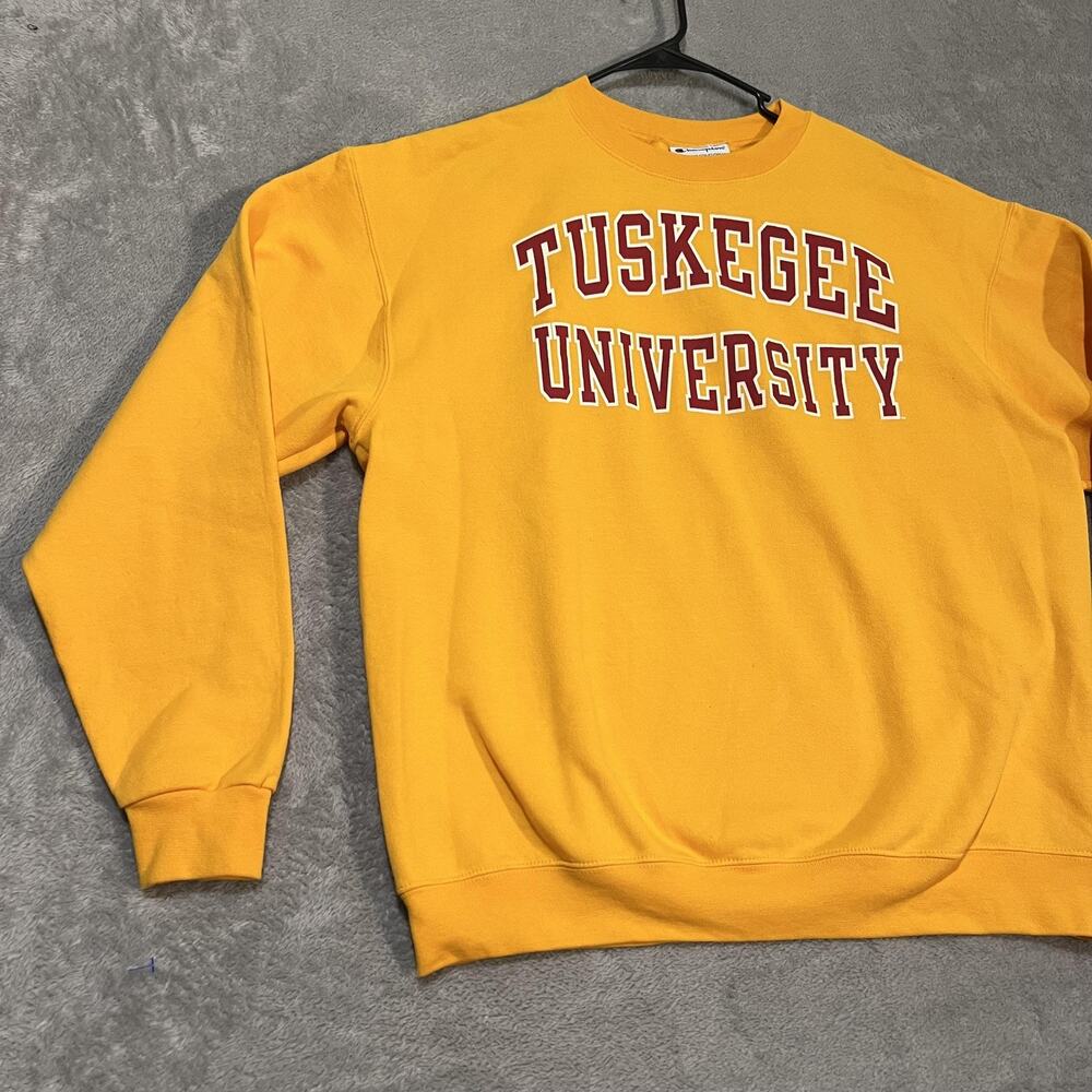 Champion Tuskegee University Sweatshirt Mens Large Yellow Crewneck Fleece - Picture 2 of 8